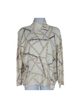 Chicos Women's Chain Print Mock Neck Long Sleeve Sweater Size 2 US L